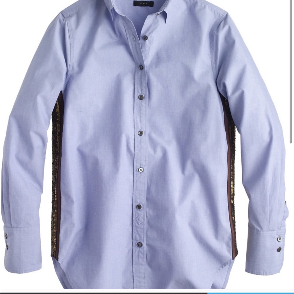 J crew sequin side stripe button down shirt 2